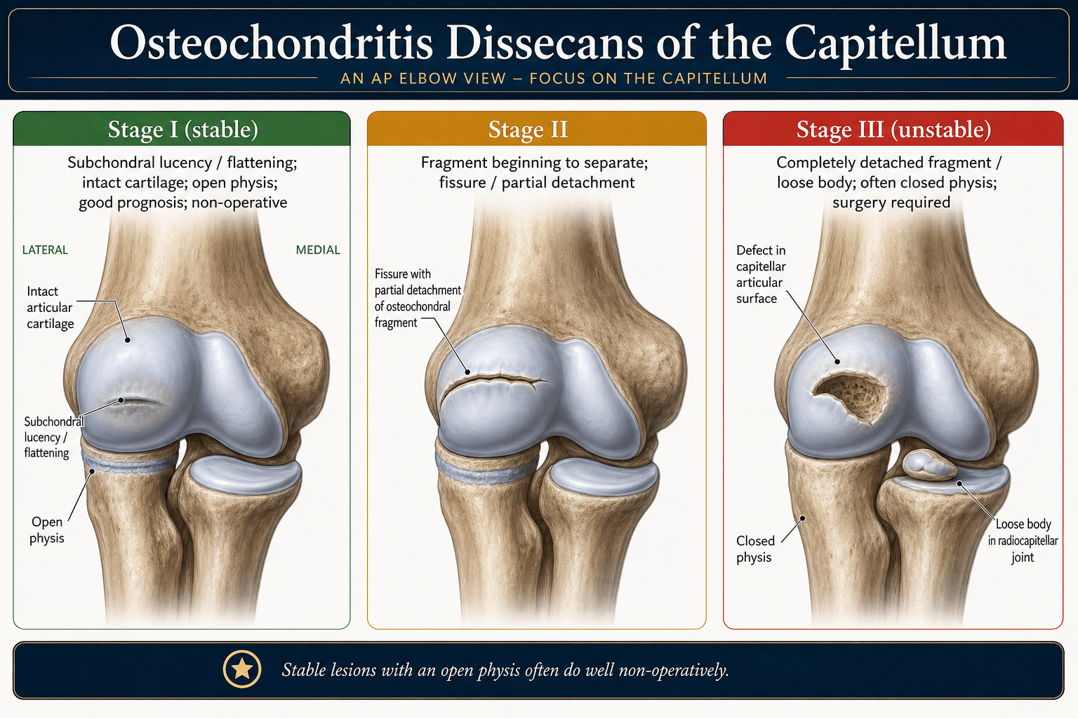 osteochondritis dissecans of the capitellum stages