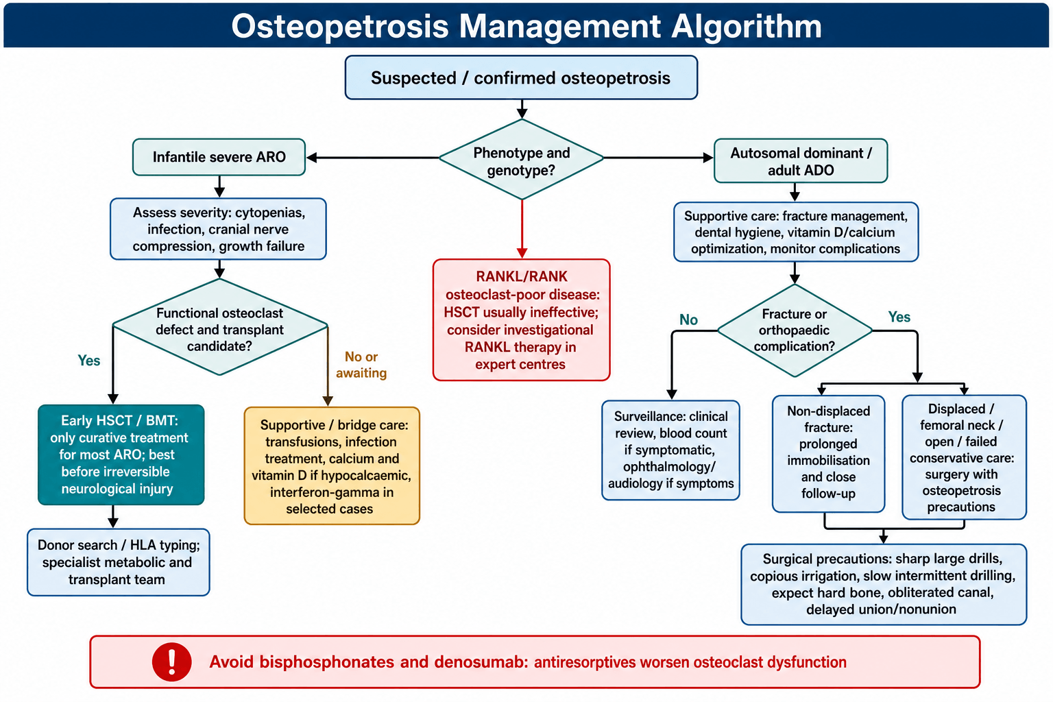 Osteopetrosis Management Algorithm diagram