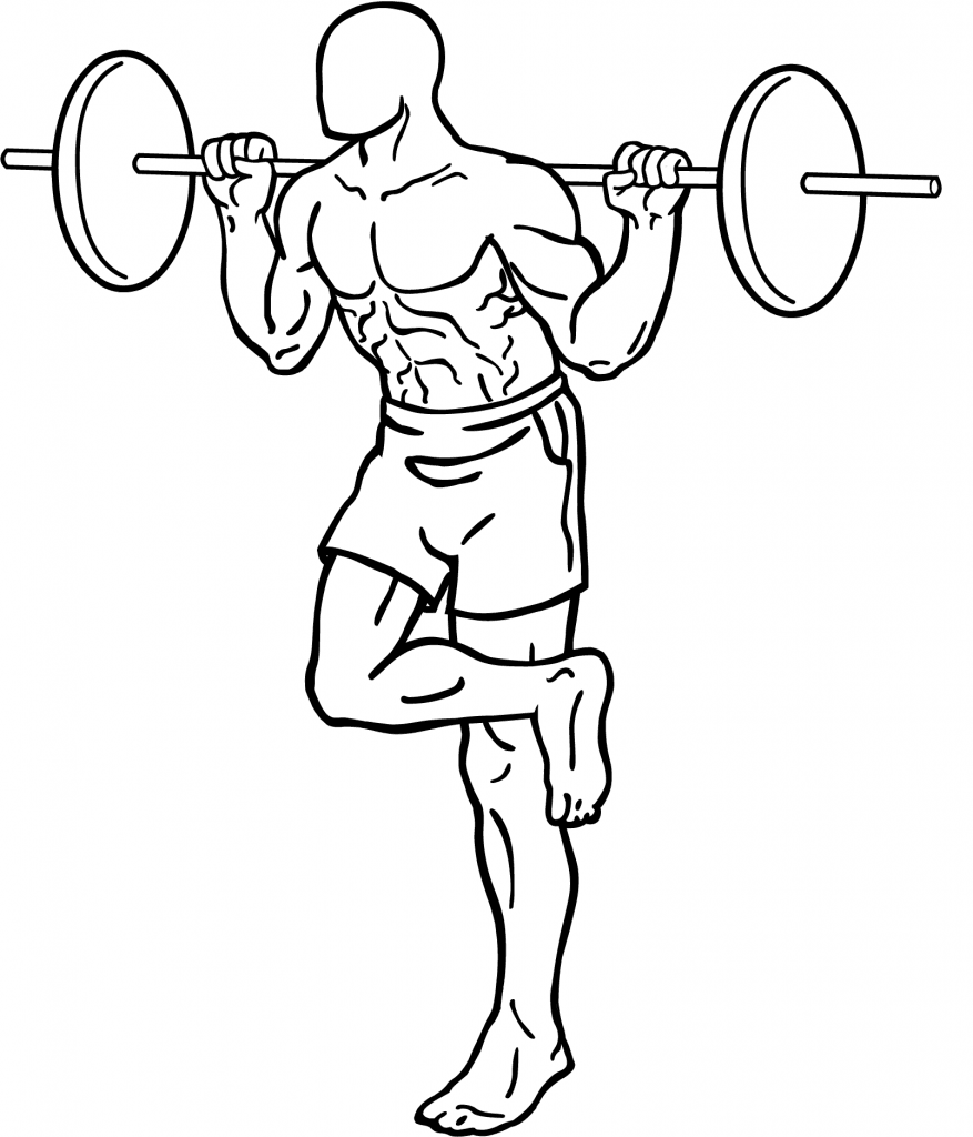Single-leg loaded squat illustration - the loading-based rehabilitation pathway for patellar tendinopathy
