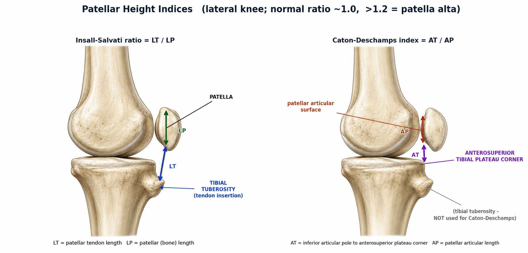 patellar height indices Insall-Salvati Caton-Deschamps