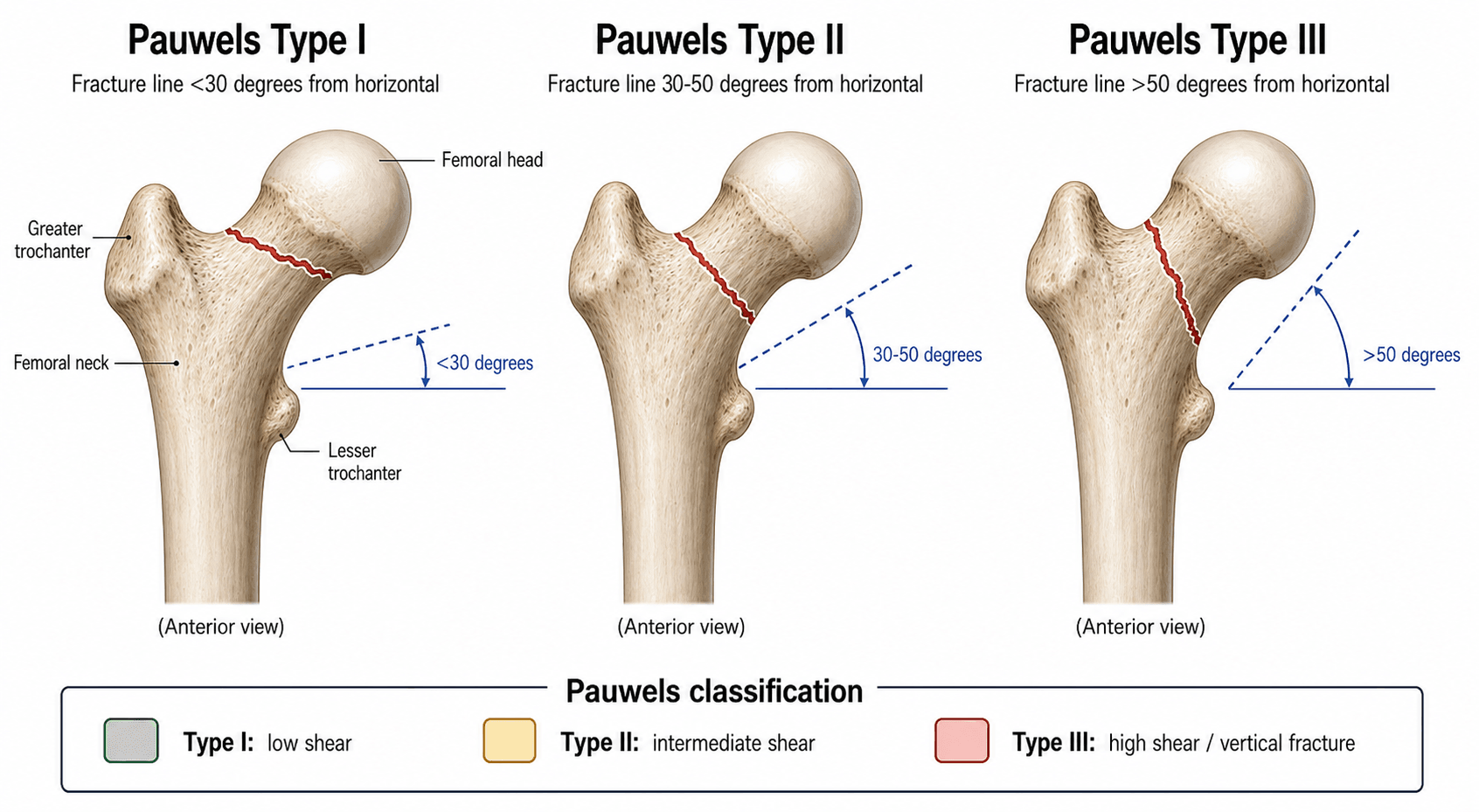 Pauwels Classification of Femoral Neck Fractures