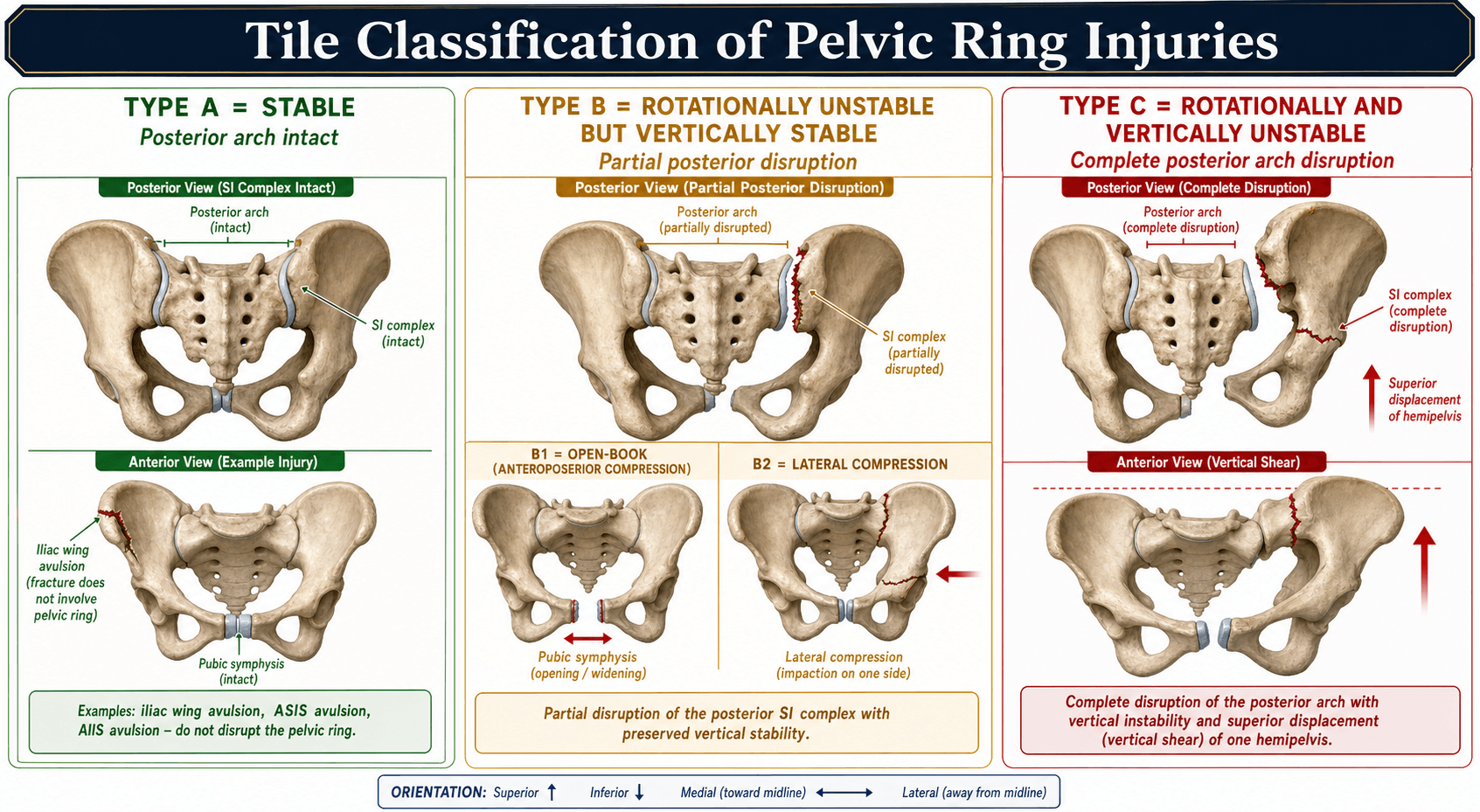 Tile classification of pelvic ring injuries