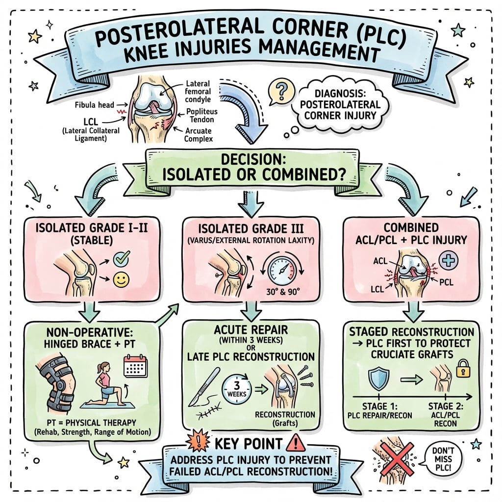 posterolateral corner injuries management algorithm