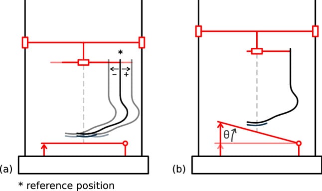 Schematic showing prosthetic load-line translation and prosthesis-ground angular alignment
