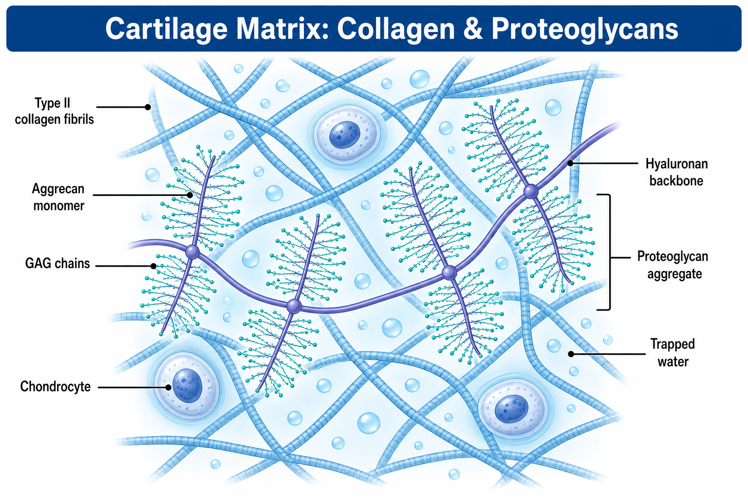 cartilage matrix collagen proteoglycan diagram