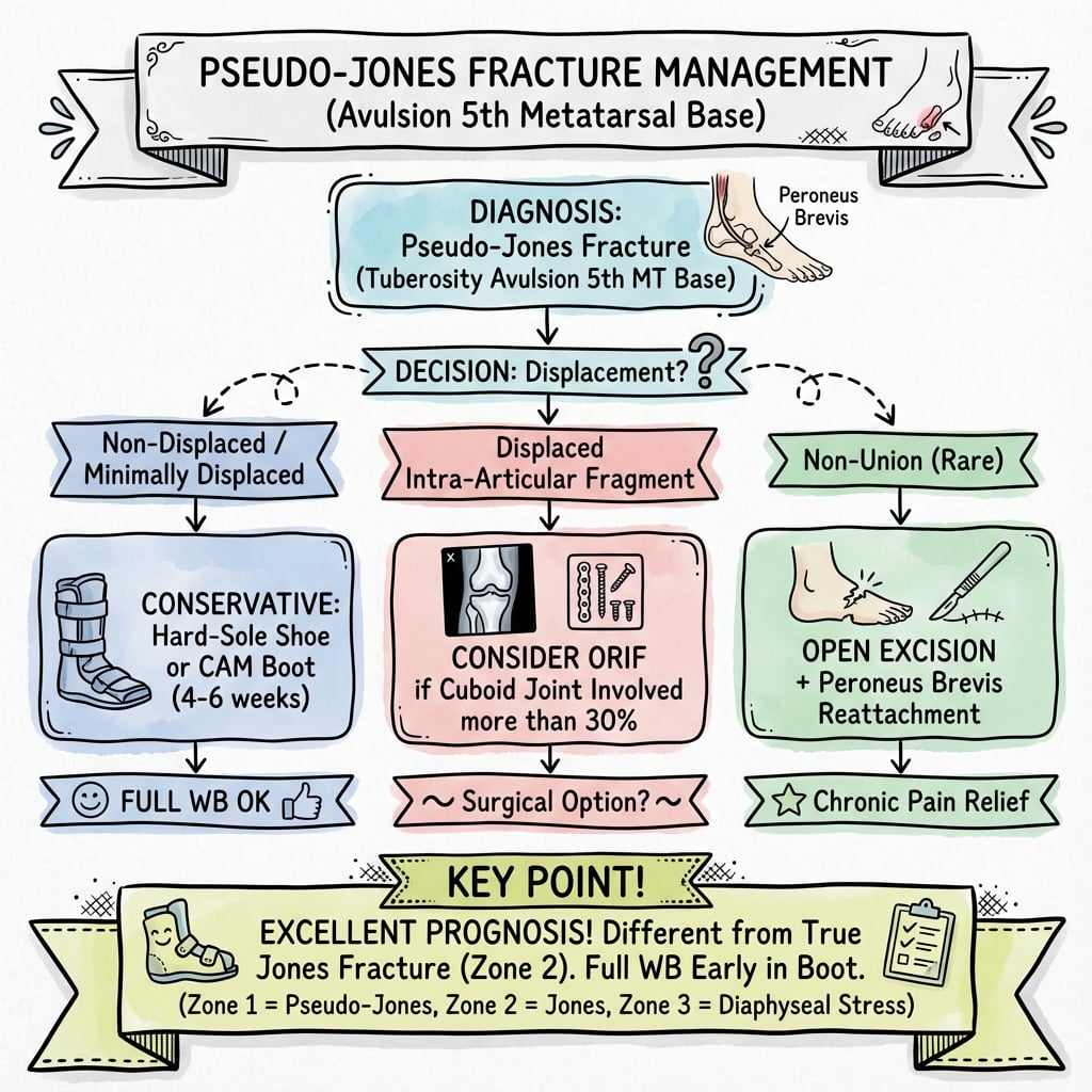 pseudo jones fractures management algorithm