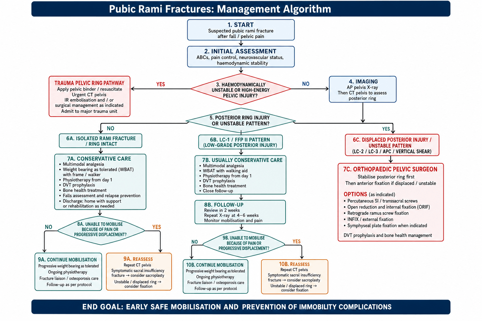 pubic rami fractures management algorithm