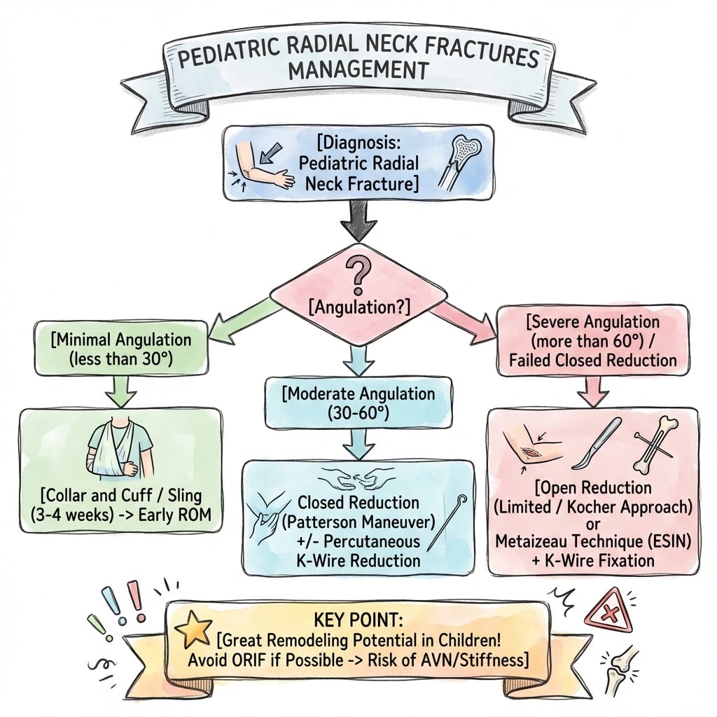 radial neck fractures pediatric management algorithm