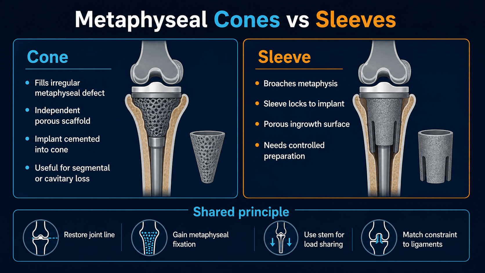 Metaphyseal cones versus sleeves in revision TKA