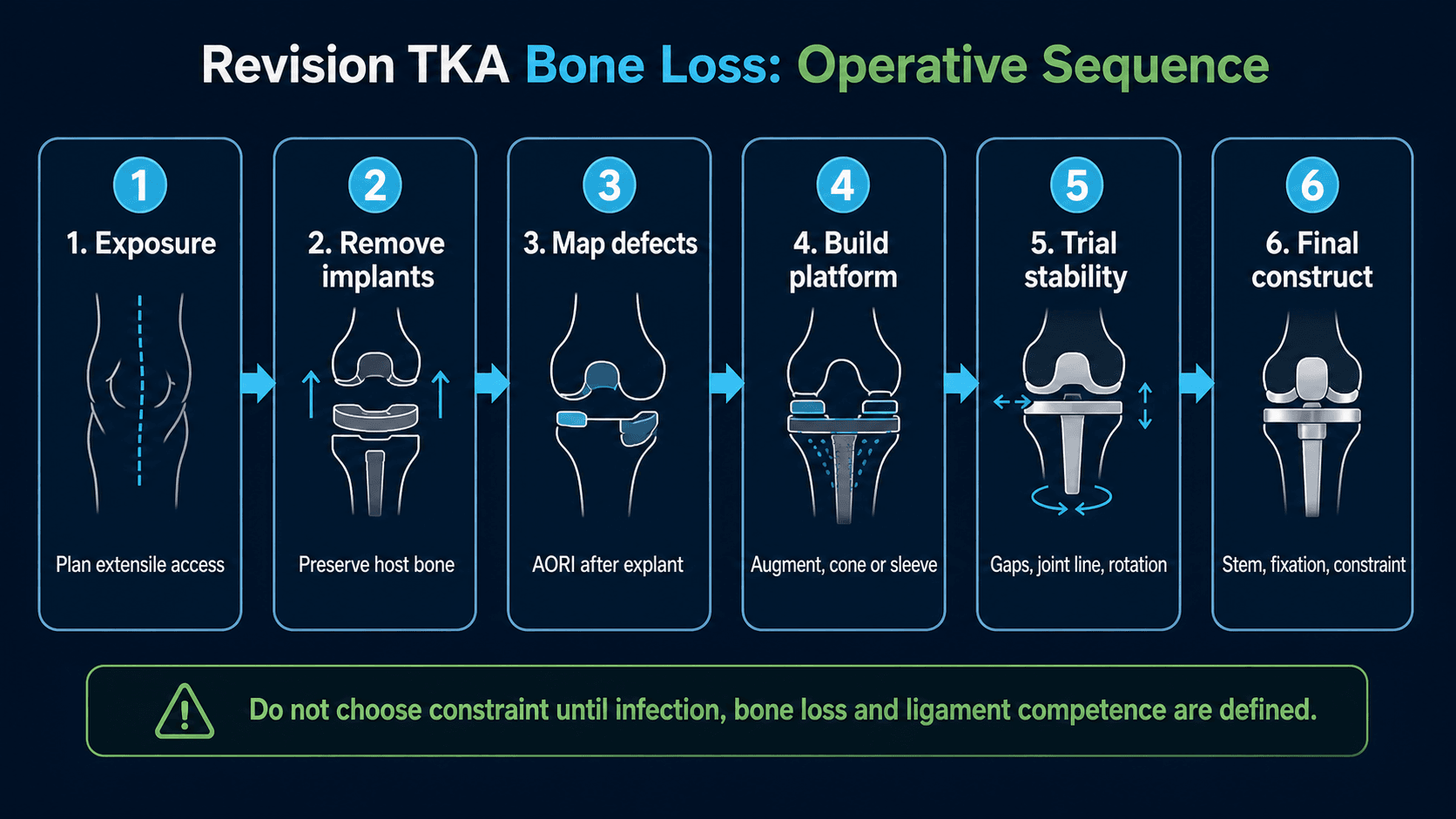 Operative sequence for revision TKA bone loss