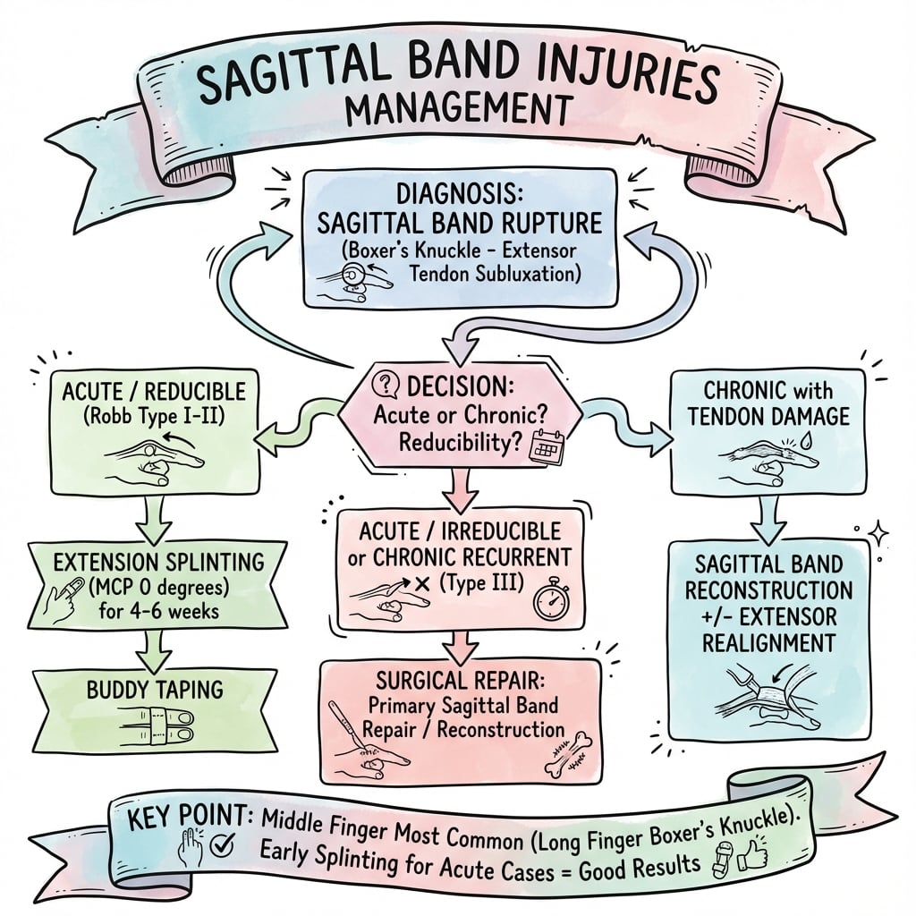 sagittal band injuries management algorithm