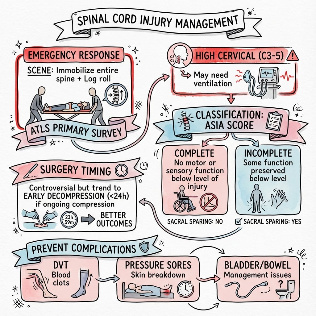 Acute spinal cord injury management algorithm flowchart