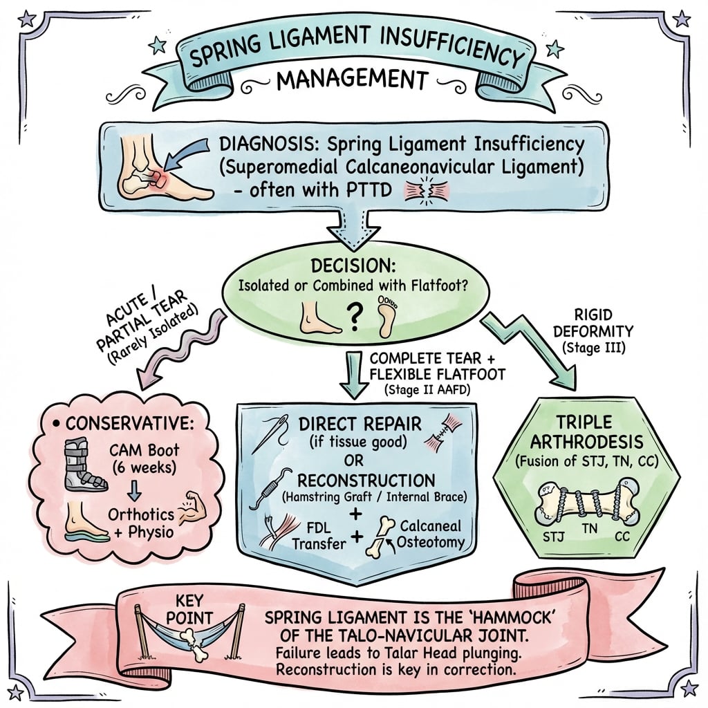 spring ligament insufficiency management algorithm