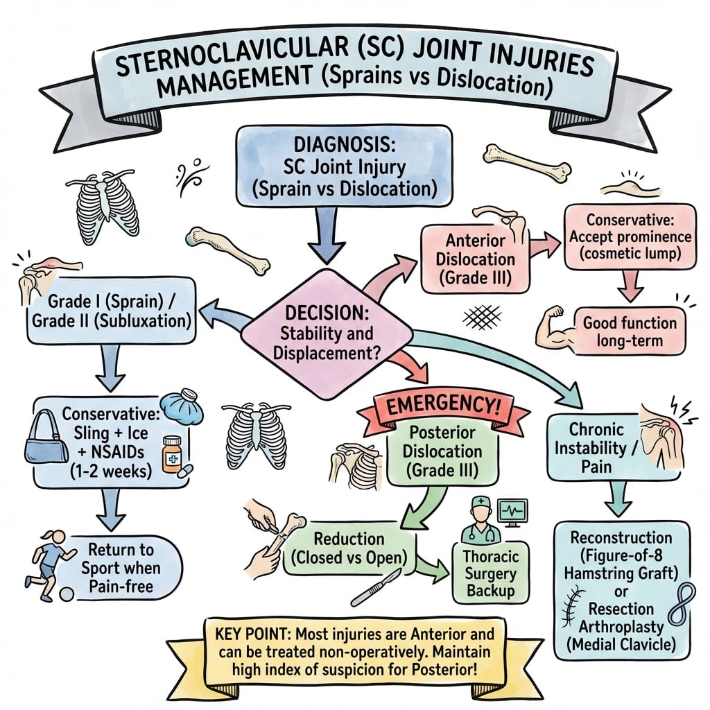sternoclavicular joint injuries management algorithm