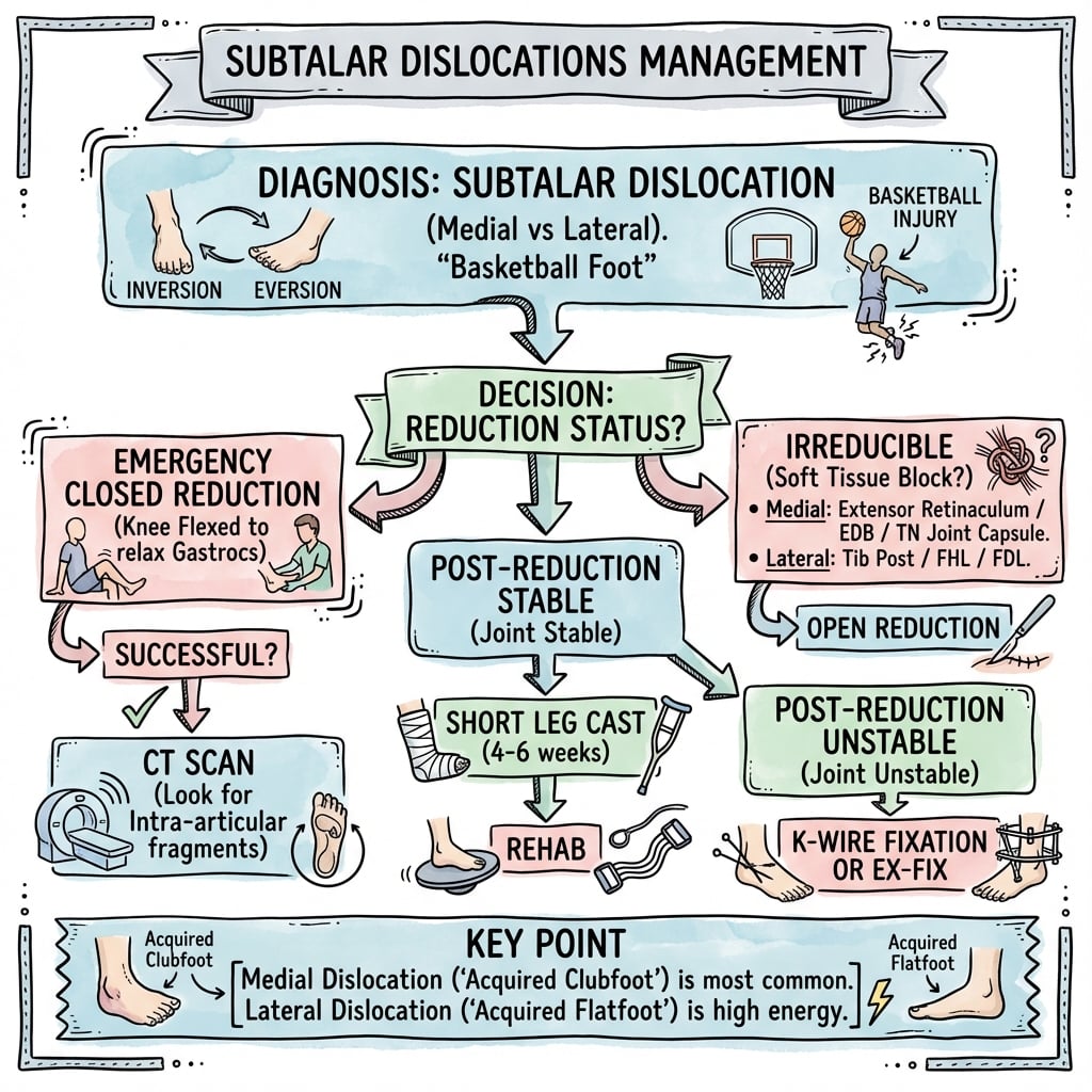 subtalar dislocations management algorithm