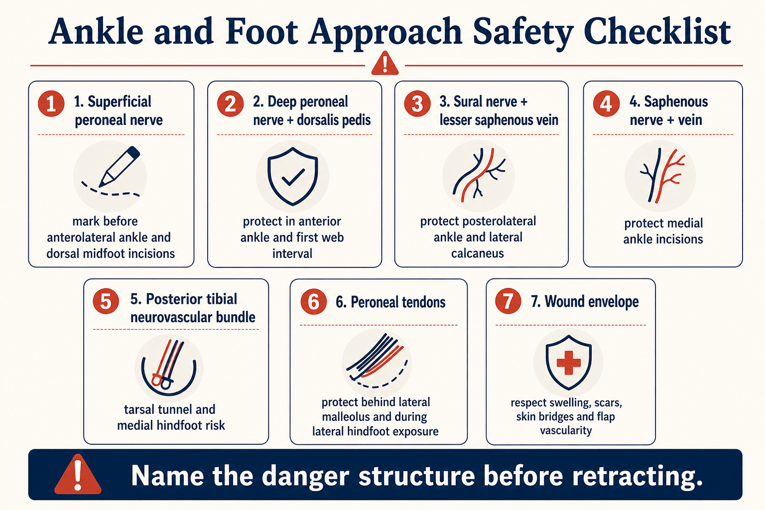 Ankle and foot approach safety checklist