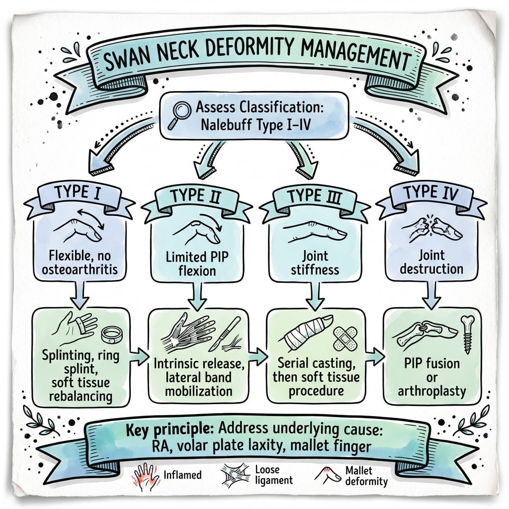 Swan neck deformity management algorithm by Nalebuff type