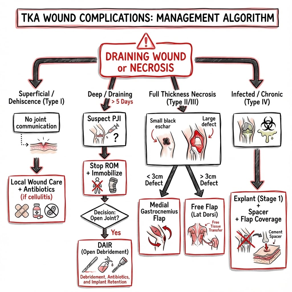 Management algorithm for Tka Wound Complications