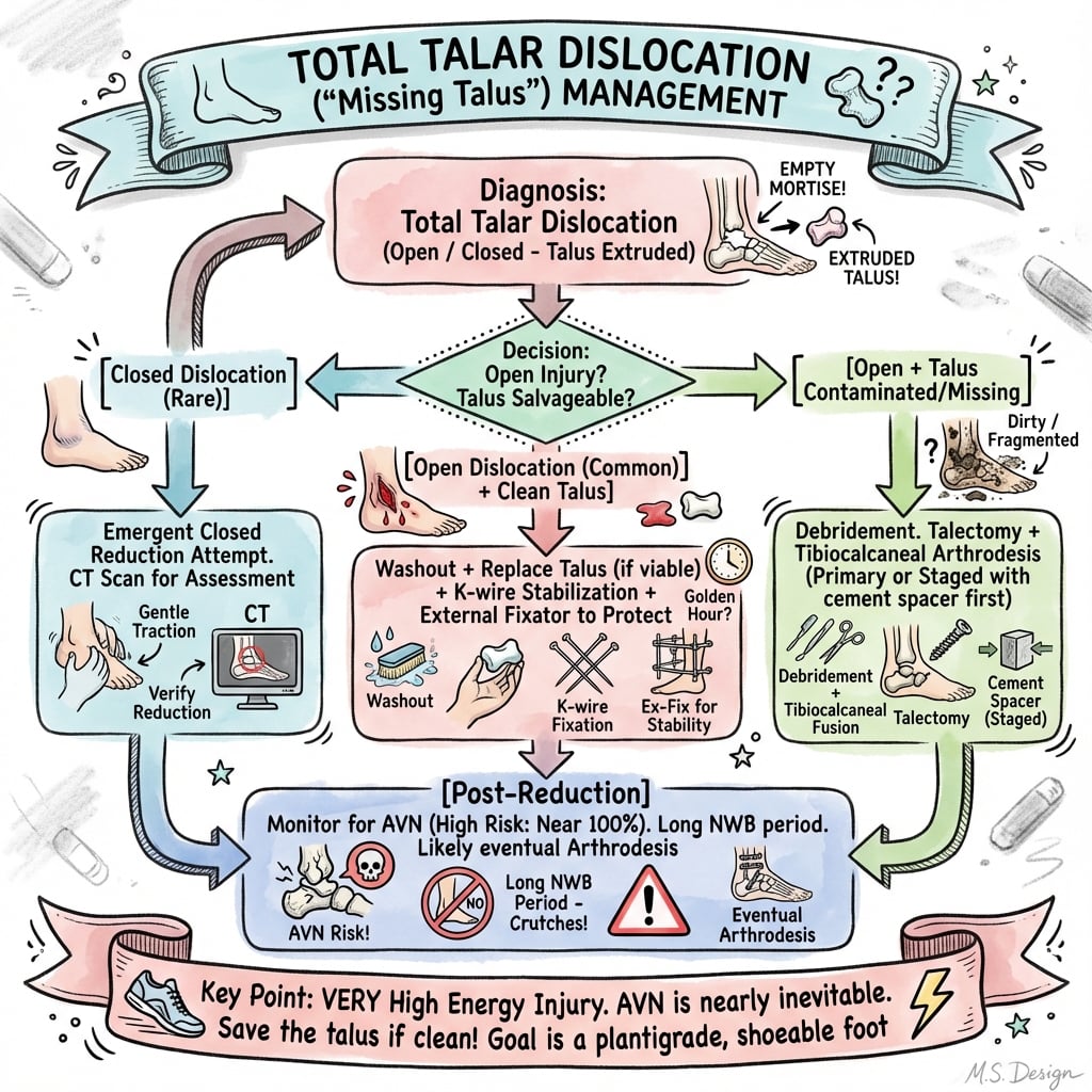 total talar dislocation management algorithm