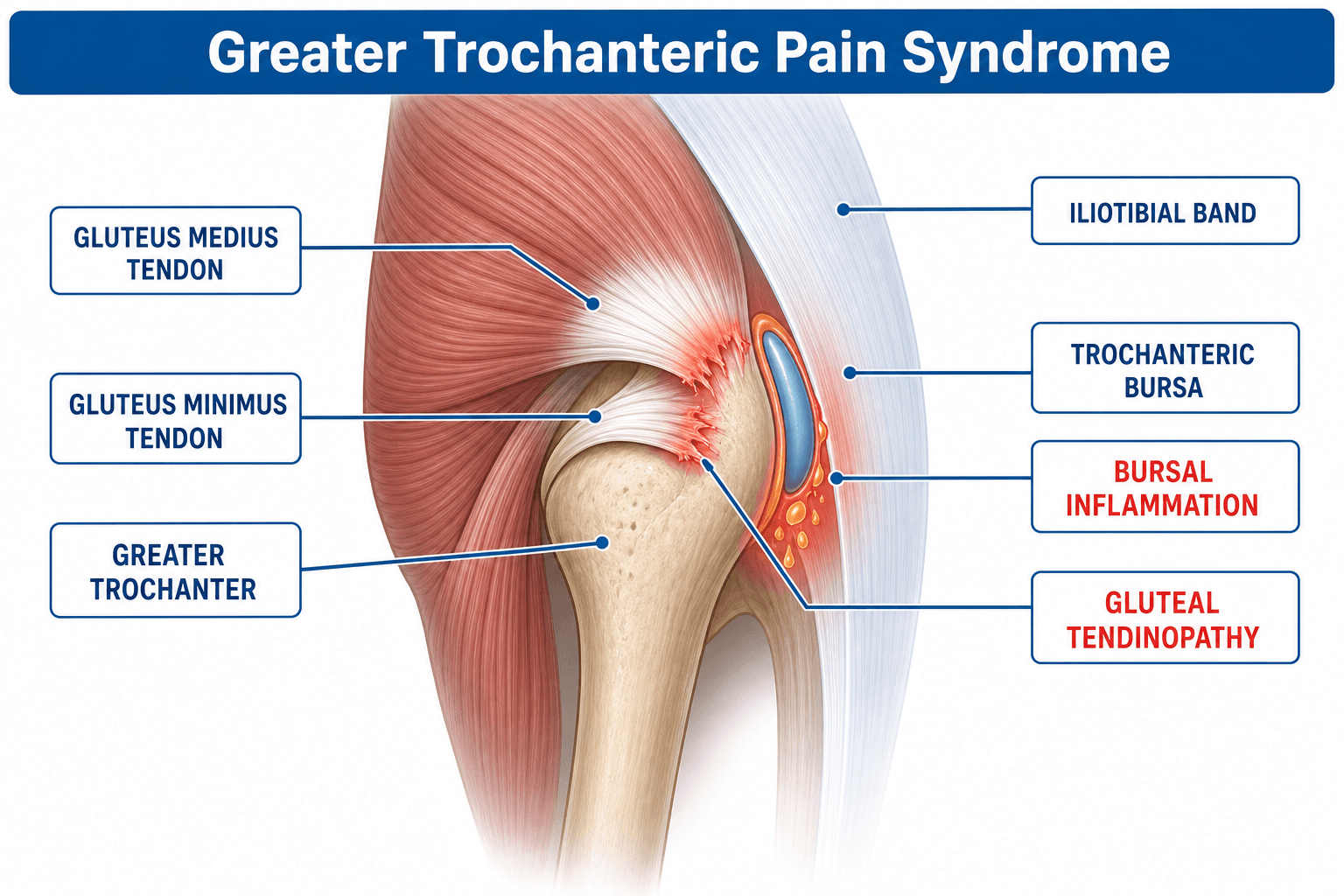 greater trochanter bursae and gluteal tendon anatomy